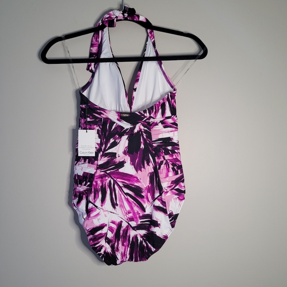 Calvin Klein Side-Pleated Halter One-Piece Swimsuit NWT - Picture 5 of 11